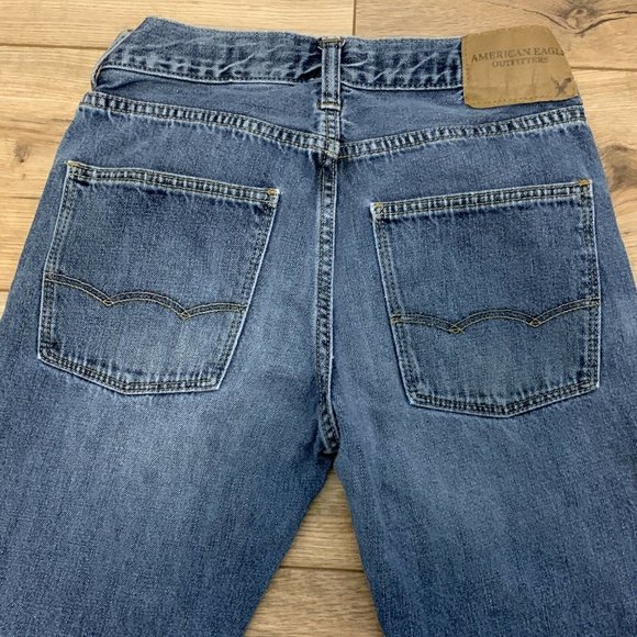 Men's American Eagle Jeans 26 x 28 Slim Straight Fit Denim Blue Cotton Med Wash - Picture 5 of 11